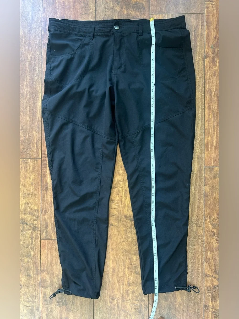 Iceburg Men’s Black Lightweight Stretch Cargo Hiking Pants Sz L Cinch Hem